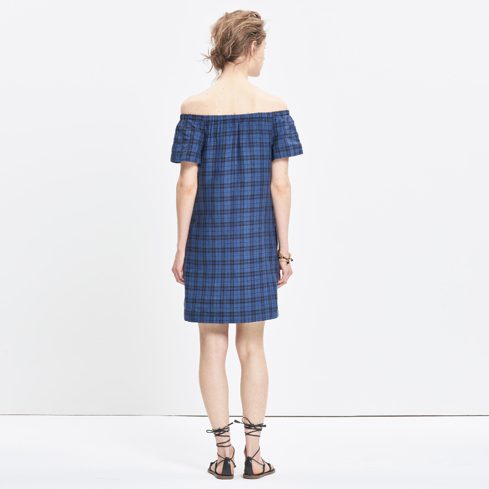 Madewell Plaid Off-the-Shoulder Dress, size 2, NWT - Picture 3 of 3